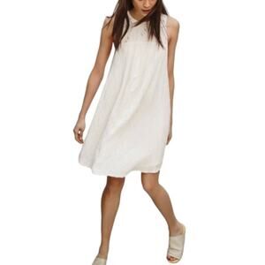 Aritzia Wilfred White Embroidered Allier Modal Swing Dress Size‎ Large